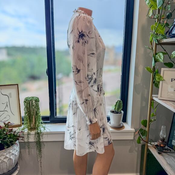 White House Black Market Long Sleeve Floral Printed Mini Cocktail Dress, Size XS - Picture 11 of 12